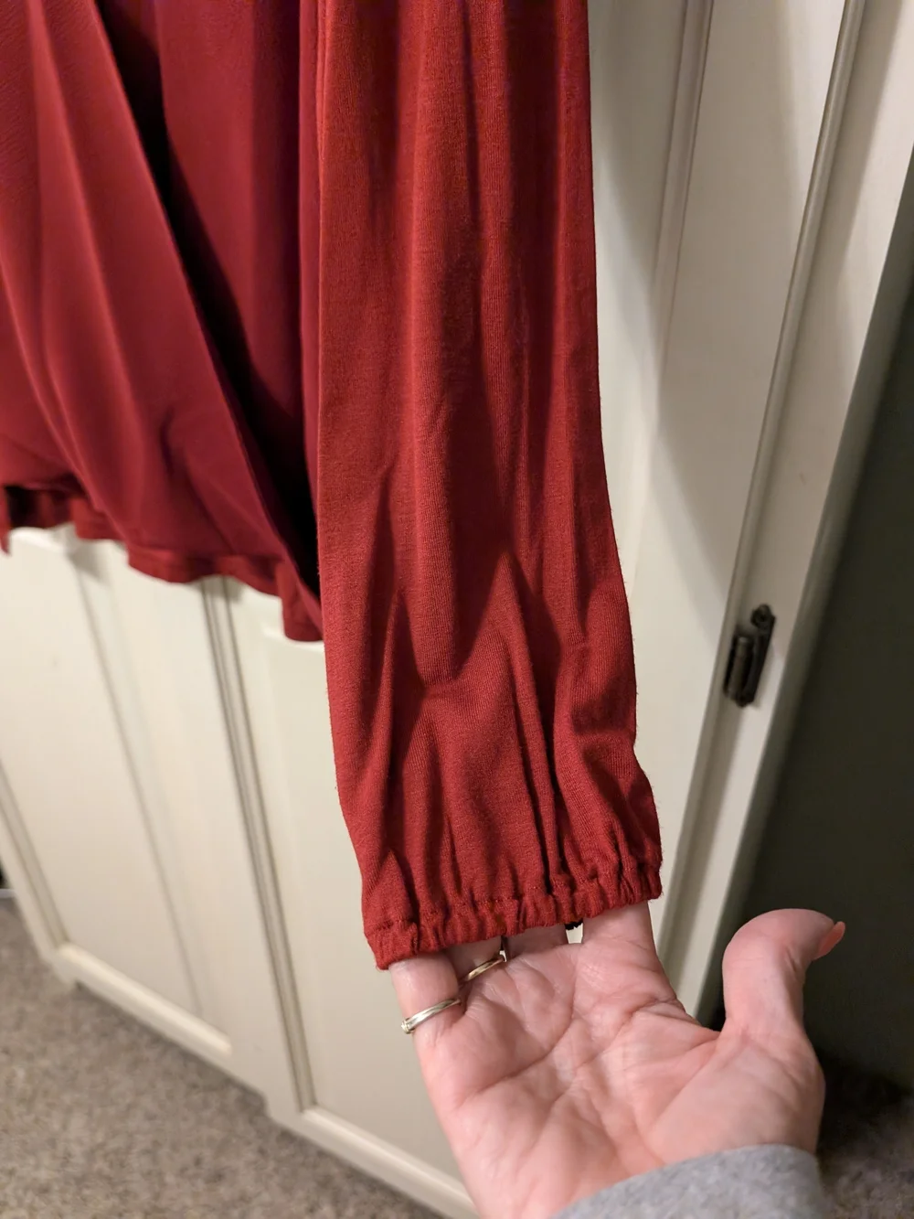 Michael Kors Maroon Faux Wrap-Style Long Sleeve Top NWT